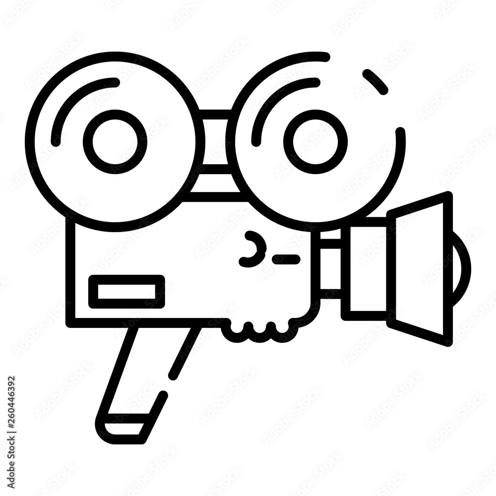 Hand retro video camera icon. Outline hand retro video camera vector icon for web design isolated on white background Hand retro video camera icon. Outline hand retro video camera vector icon for web design isolated on white background