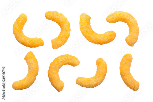Cheese puffs isolated on a white background photo