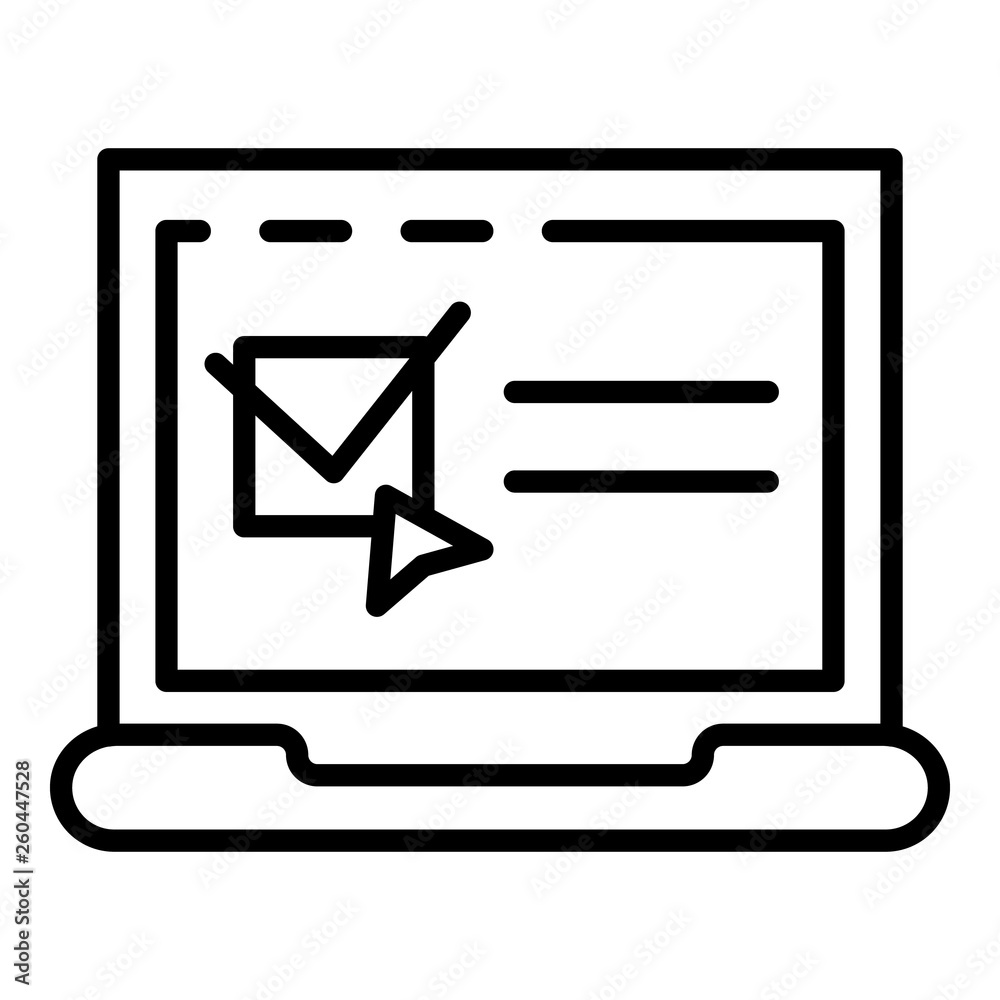 Computer online voting icon. Outline computer online voting vector icon for web design isolated on white background Computer online voting icon. Outline computer online voting vector icon for web design isolated on white background