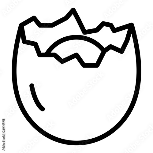 Cracked eggshell icon. Outline cracked eggshell vector icon for web design isolated on white background