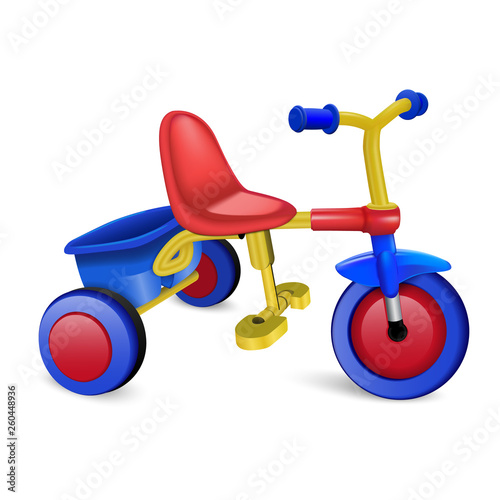 Tricycle icon. Realistic illustration of tricycle vector icon for web design isolated on white background