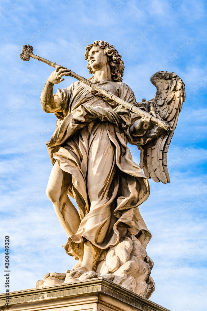 Statue of an Angel with the Sponge by  Antonio Giorgetti on Sant'Angelo Bridge, Rome, Italy