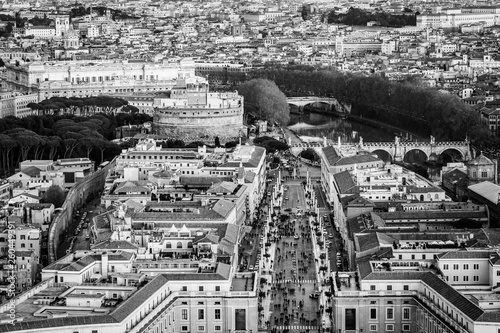 Photography Aerial view of Mausoleum of Hadrian Castle Sant' Angelo andand the road of the C