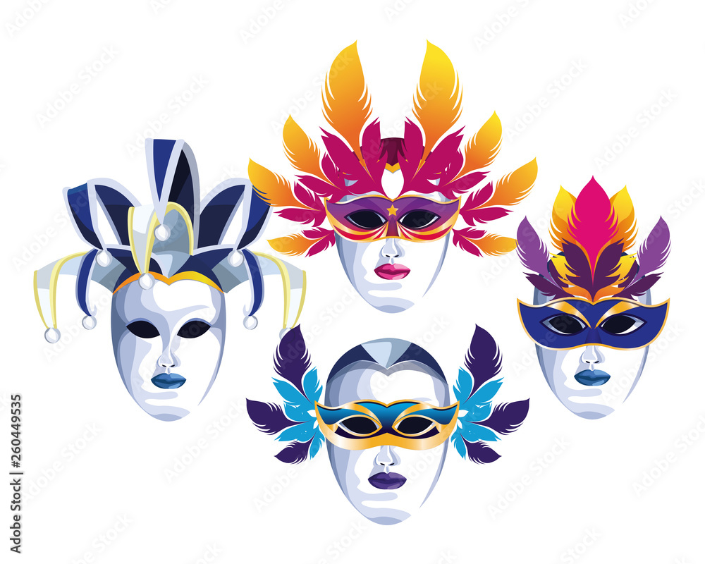 set of masks with feathers set of masks with feathers