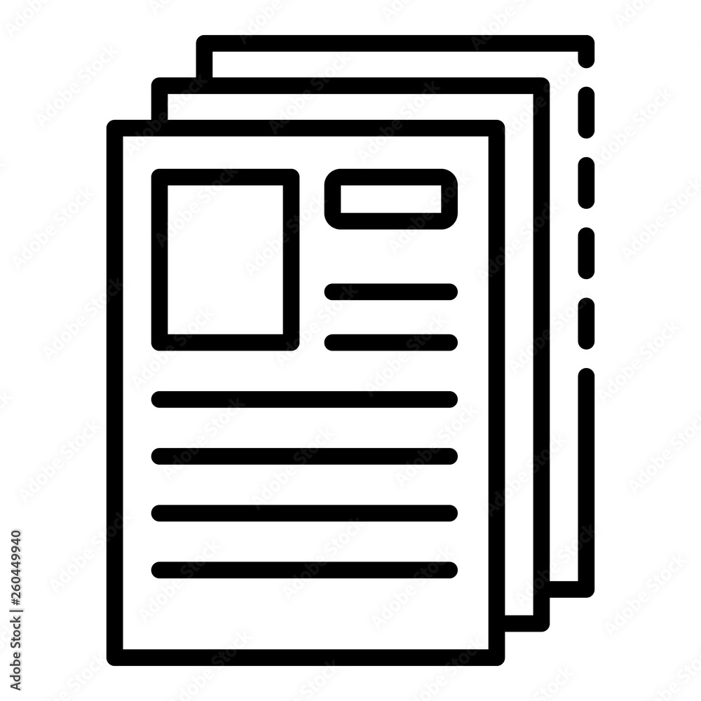 Office papers icon. Outline office papers vector icon for web design isolated on white background Office papers icon. Outline office papers vector icon for web design isolated on white background
