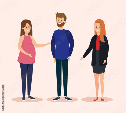 girls and one pregnant with boy and hairstyle