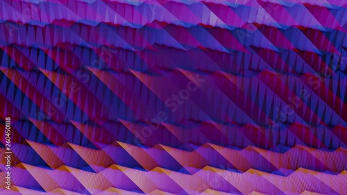 Wavy gradient animation in purple and pink colors with anaglyph effect. Animation. Bright lilac digital waves movement, seamless loop. photo