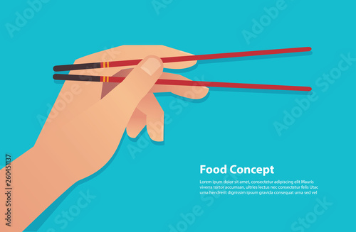 hand holding chopsticks vector illustration eps10