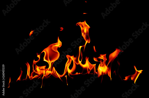 Flame of fire on a black background © schankz
