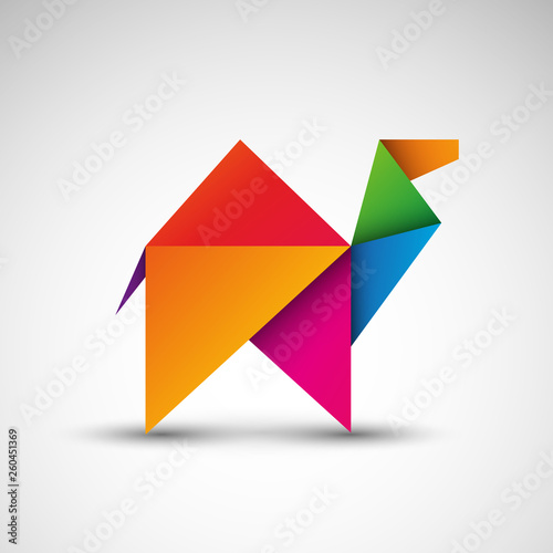 Wielbłąd origami. Logo wektor