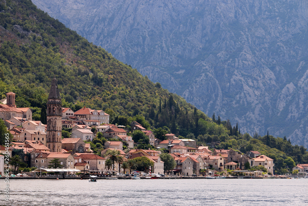 old town Perast cityscape Kotor bay Montenegro in summer