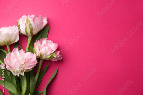 Wallpaper Mural Bouquet of beautiful tulips on color background Torontodigital.ca