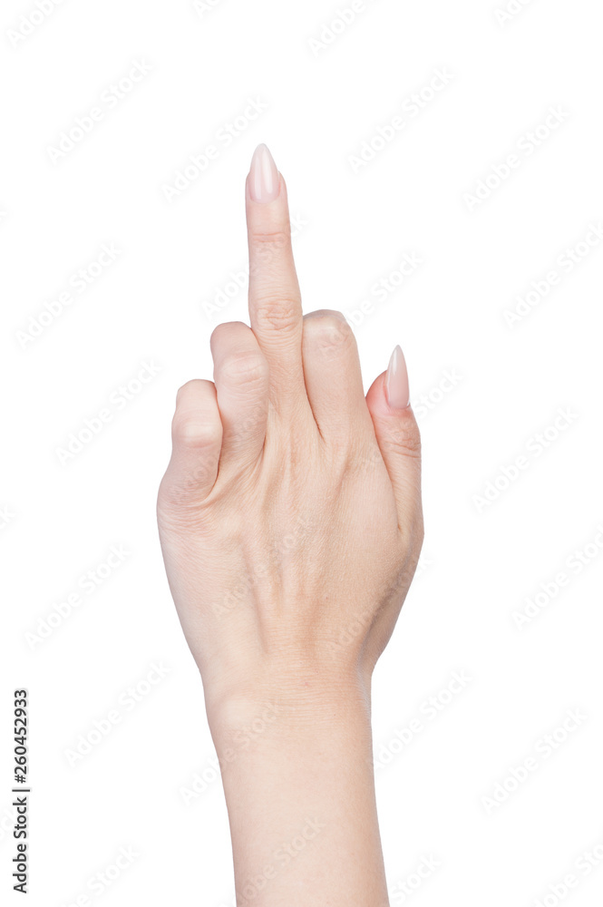 Female finger hand symbols concept middle finger Female finger hand symbols concept middle finger