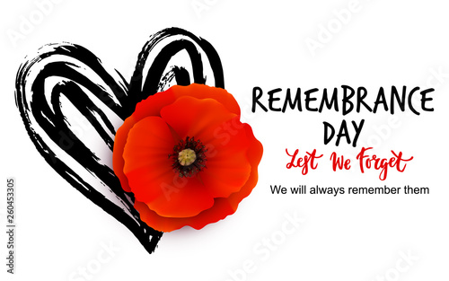 Remembrance day vector poster design with lettering