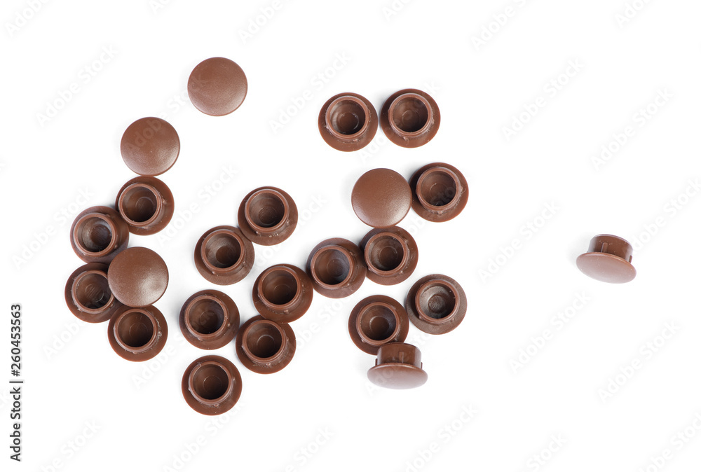 Fototapeta premium Plastic plugs for furniture screws with cup heads
