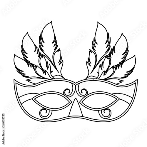 mask with feathers black and white