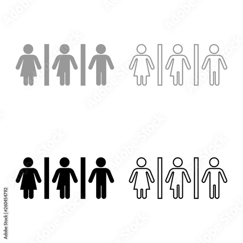 Woman bisexual transvestite gay man loyalty concept icon set black color vector illustration flat style image