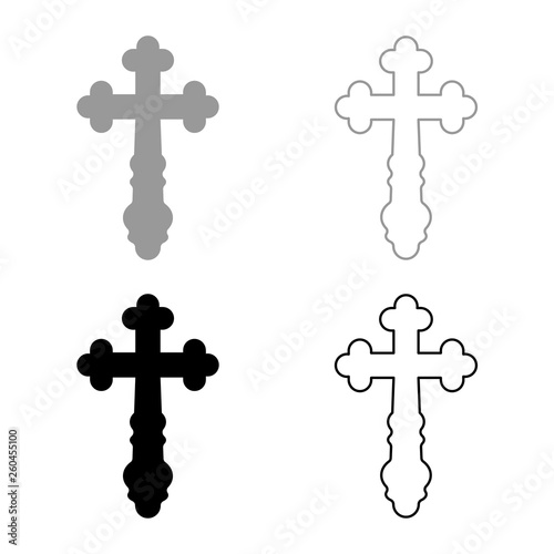 Cross trefoil shamrock Cross monogram Religious cross icon set black color vector illustration flat style image