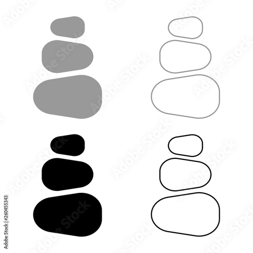 Stacked stones Stack stones Zen stone tower Spa stones stack icon set black color vector illustration flat style image