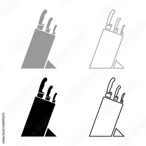 Knife set Knife holder Knives set Holder for knives icon set black color vector illustration flat style image