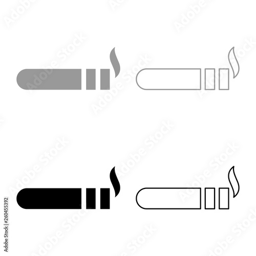 Cigar with smoke Luxury Havana cigar Smoking cigar concept icon set black color vector illustration flat style image