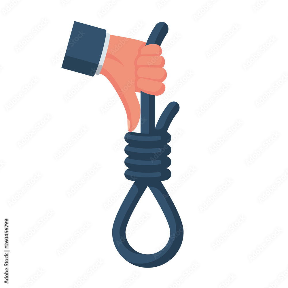 Rope with a loop for hanging in hand. Suicide is not good. Dislike