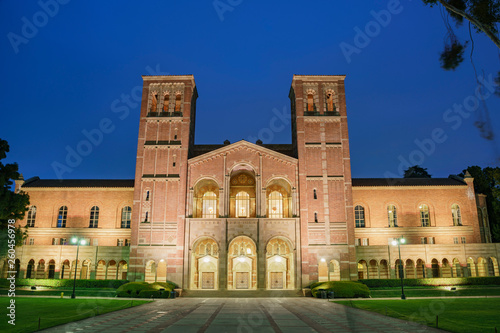 Night exterior view of the Royce Hall photo