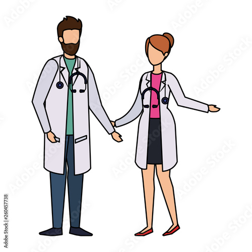 couple of professionals doctors avatars characters