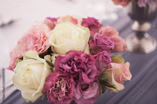 Pink and white flowers close up