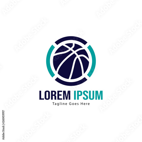 Basketball logo template design. Minimalist basketball logo with modern frame