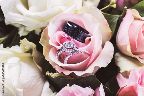 wedding rings and roses