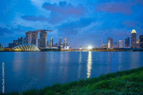 Singapore city skyline view from Marina Barrage in Singapore city