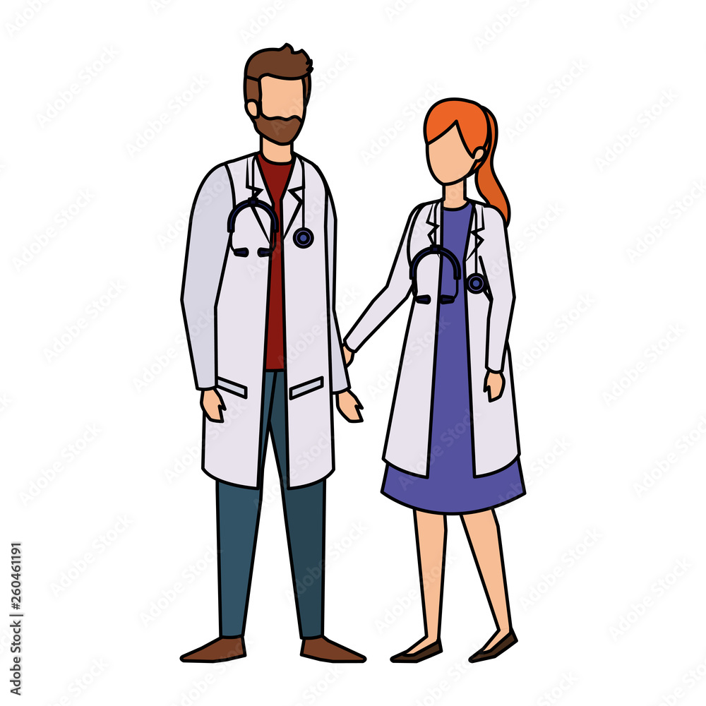 couple of professionals doctors avatars characters couple of professionals doctors avatars characters