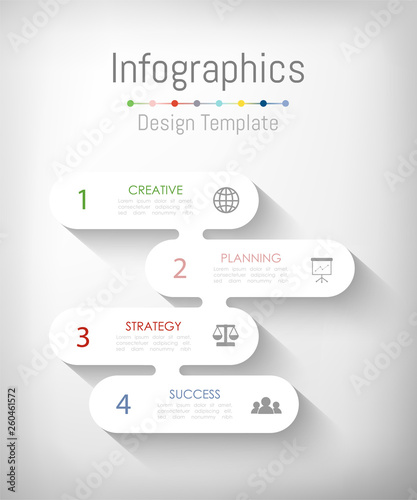 Infographic design elements for your business data with 4 options, parts, steps, timelines or processes. Vector Illustration.