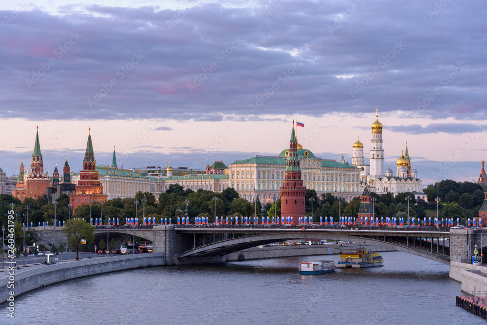 The main Moscow landmark - the Kremlin in the evening time The main Moscow landmark - the Kremlin in the evening time