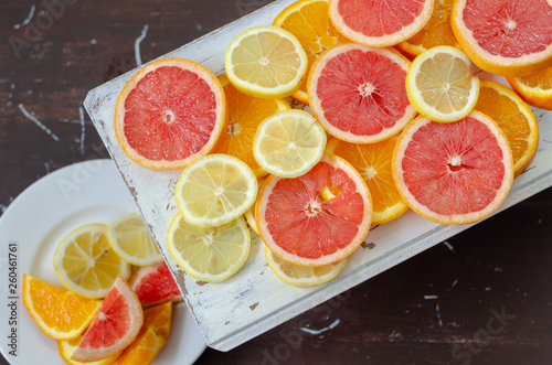 Slices of Grapefruit, lemon and orange