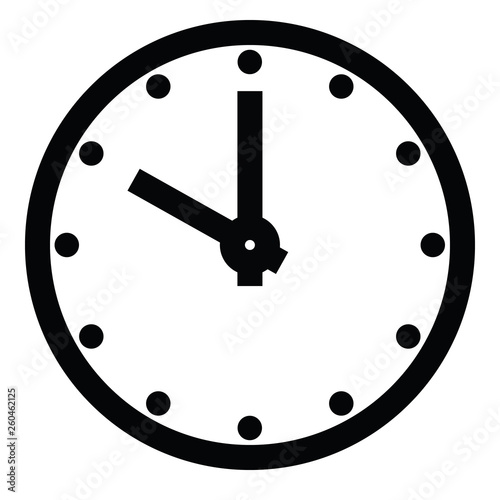 Clock face. Blank hour dial with hour and minute hand. Dots mark hours. Simple flat vector illustration photo