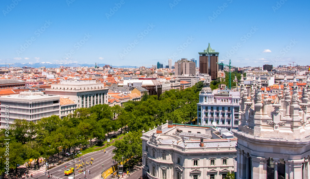 Panoramic view of Madrid from the lookout Cibeles Palace, Spain	