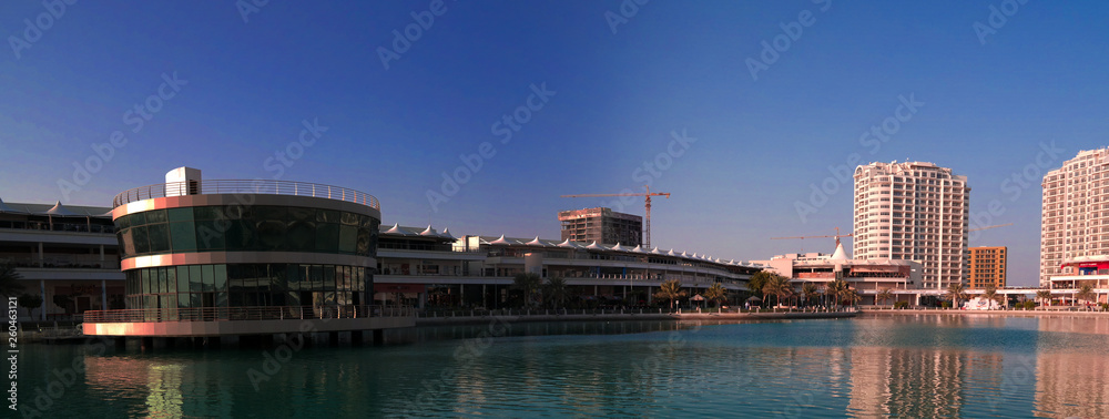 Panoramic view to Floating City district of Manama, Bahrain