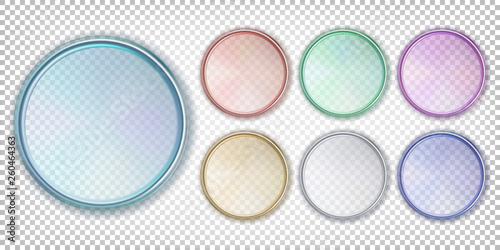 Set Colored Petri Dish. Vector illustration isolated on white transparent background.