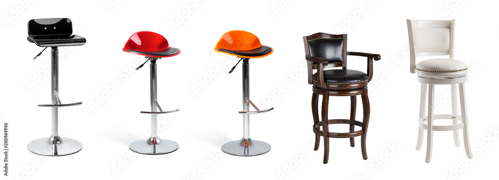 Set of bar chairs isolated on white Set of bar chairs isolated on white