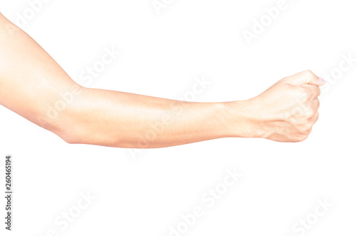 Man arm with blood veins on white background, health care and medical concept