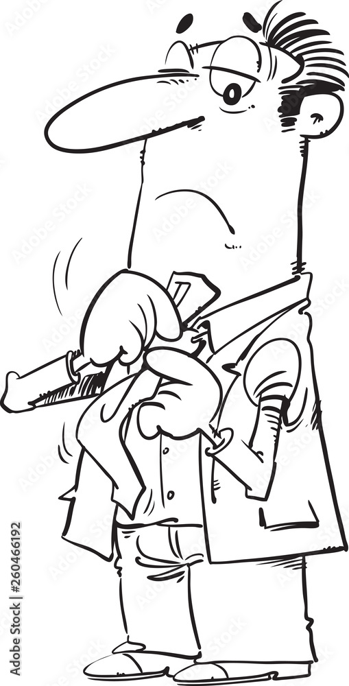 The man puts his tie The man puts his tie