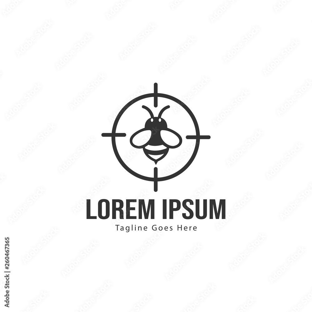 Bee logo template design. Minimalist bee logo with modern frame Bee logo template design. Minimalist bee logo with modern frame