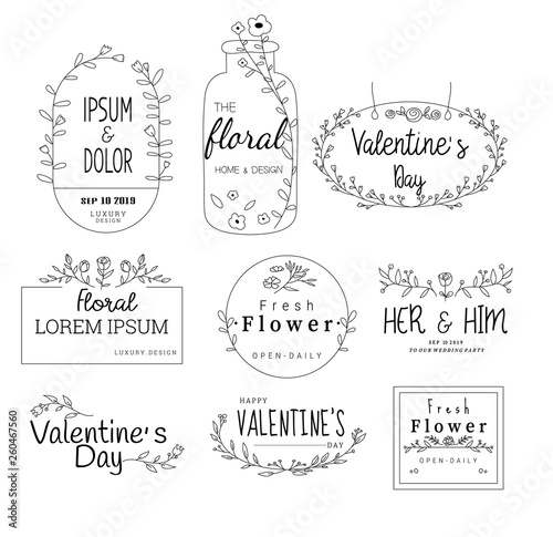 Floral frame set for wedding, flower shop,for printing,card,banner,product.vector illustration
