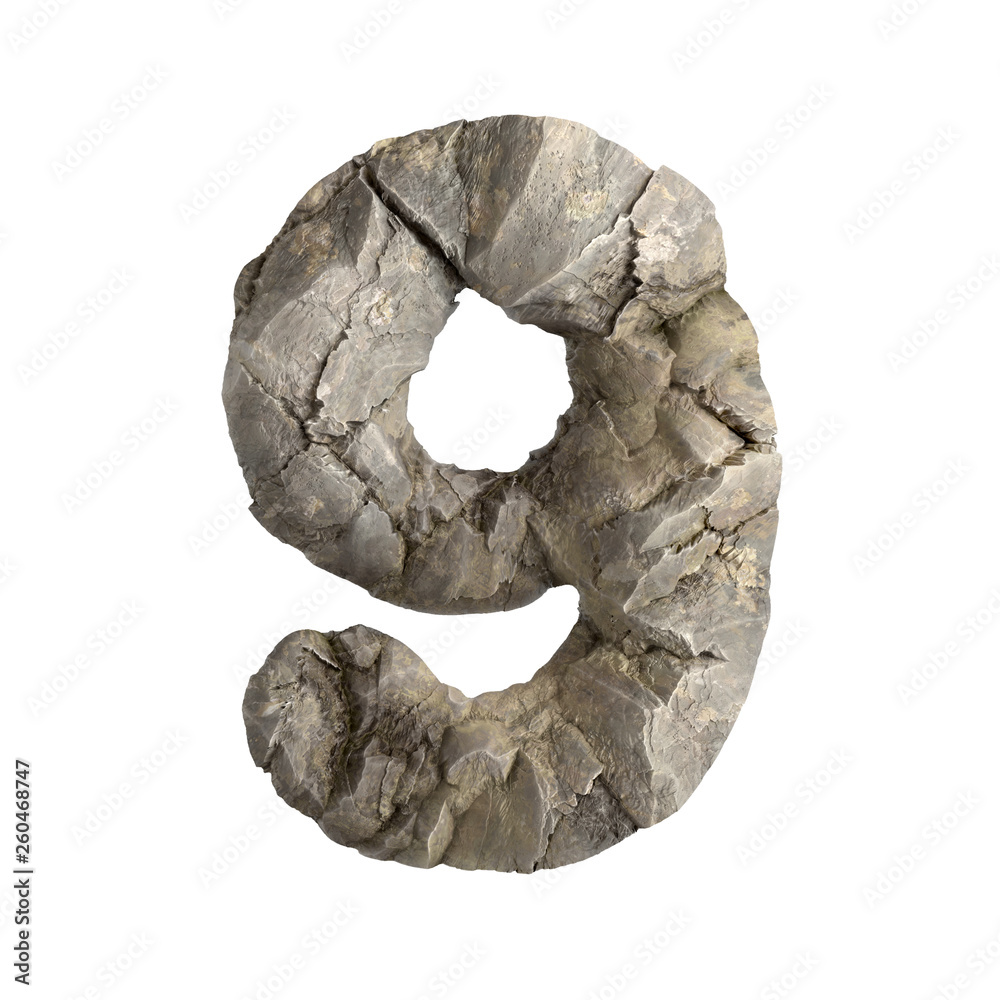 Rock number 9 - 3d boulder digit - Suitable for nature, ecology or environment related subjects Rock number 9 - 3d boulder digit - Suitable for nature, ecology or environment related subjects