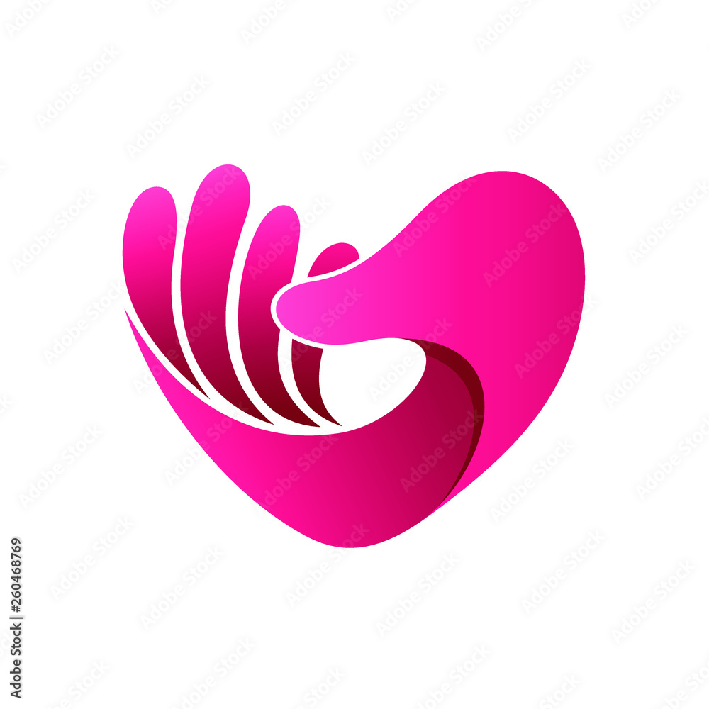 Obraz premium Hand With Love Shape Logo Vector