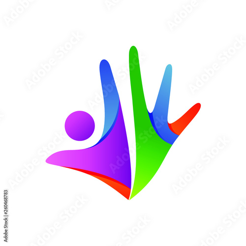 People With Hand Shape Logo Vector