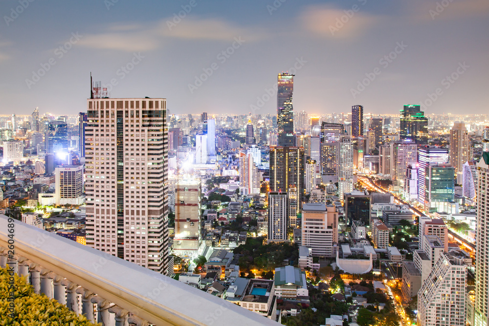 aerial view of Bangkok City skyscrapers with King Power MahaNakhon building Thailand aerial view of Bangkok City skyscrapers with King Power MahaNakhon building Thailand