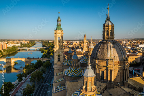 The Cathedral-Basilica of Our Lady of the Pillar at sunset. Zaragoza, Spain